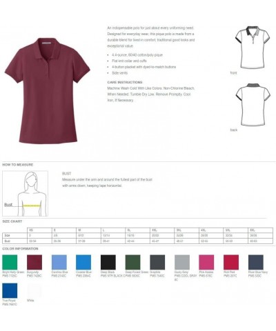 L100 Ladies Custom Stitching Embroidery Logo Text Design Your Own Core Pique Polo Shirts Royal $15.05 Shirts