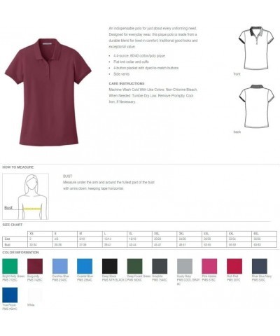 L100 Ladies Custom Stitching Embroidery Logo Text Design Your Own Core Pique Polo Shirts Royal $15.05 Shirts