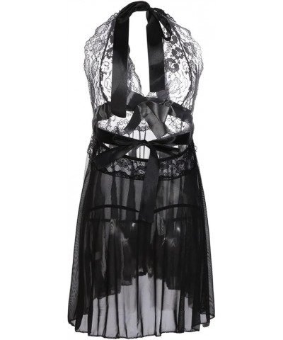 Plus Size Lingerie,Sexy Halter Chemise Nightgown Babydoll See Through Sleepwear Women's Lingerie, Sleep & Lounge Black $4.71 ...