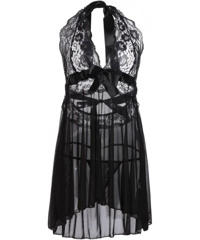 Plus Size Lingerie,Sexy Halter Chemise Nightgown Babydoll See Through Sleepwear Women's Lingerie, Sleep & Lounge Black $4.71 ...