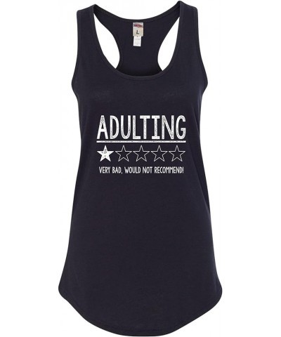 Adulting 1 Star Very Bad Would Not Recommend Funny Women Flowy Fitted Sleeveless Tank Top T-Shirt Fitted Black $6.84 Tanks