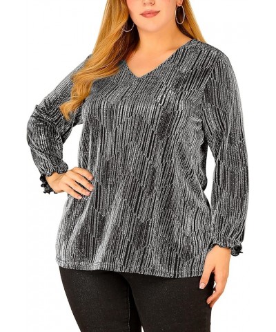 Women's Plus Size Top Metallic Party Disco Sparkle Tops Silver $19.00 Tops