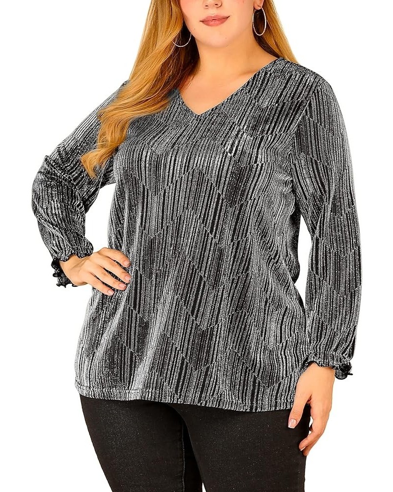 Women's Plus Size Top Metallic Party Disco Sparkle Tops Silver $19.00 Tops