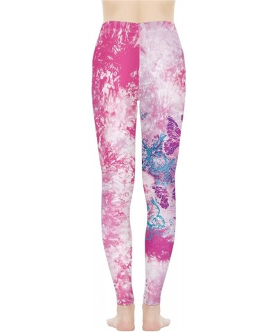 Workout Leggings for Yoga Running Tummy Control, Printed Fitness Tights Pants High Waisted Pink Butterfly $15.67 Leggings