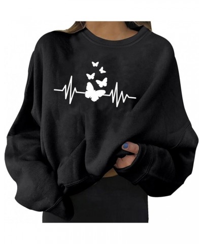 Heart Print Sweatshirt Women,Long Sleeve Crew Neck Casual Oversized Soft Pullover Tops Shirts Love Casual Cute Tops Z1-black ...