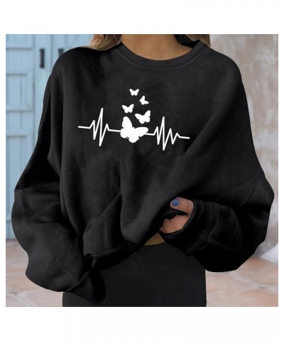 Heart Print Sweatshirt Women,Long Sleeve Crew Neck Casual Oversized Soft Pullover Tops Shirts Love Casual Cute Tops Z1-black ...