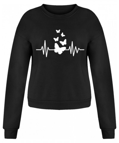 Heart Print Sweatshirt Women,Long Sleeve Crew Neck Casual Oversized Soft Pullover Tops Shirts Love Casual Cute Tops Z1-black ...