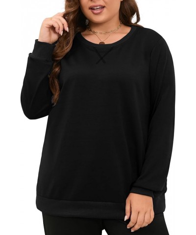 Plus Size Crewneck Sweatshirt for Women Pullover Shirts Long Sleeve Workout Tops Casual Activewear 1-solid Black $14.39 Activ...