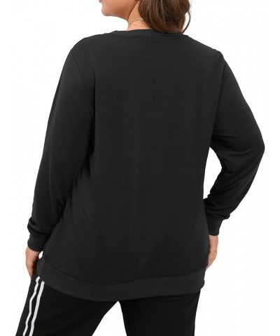 Plus Size Crewneck Sweatshirt for Women Pullover Shirts Long Sleeve Workout Tops Casual Activewear 1-solid Black $14.39 Activ...