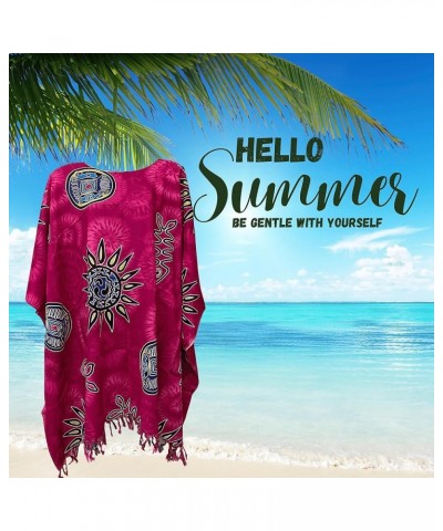 Kraft4Life| Women Summer Beach Cover up Oversize Caftan Tunic Casual Top Blouse Short Kaftan Beach Dress Poncho Star-pink $9....