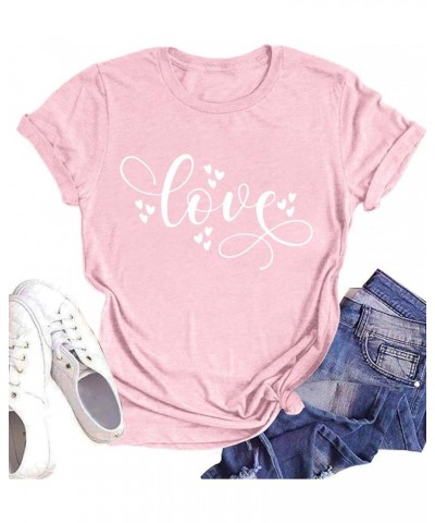 Valentines Day Shirt for Women Cute Love Heart Tshirts Graphic Valentine Gift Tee Casual Hearts Tops Pink2 $15.38 T-Shirts