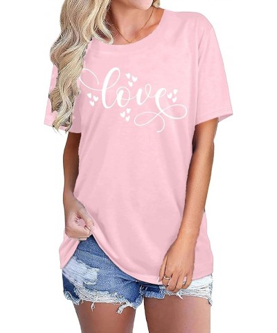 Valentines Day Shirt for Women Cute Love Heart Tshirts Graphic Valentine Gift Tee Casual Hearts Tops Pink2 $15.38 T-Shirts