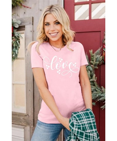 Valentines Day Shirt for Women Cute Love Heart Tshirts Graphic Valentine Gift Tee Casual Hearts Tops Pink2 $15.38 T-Shirts