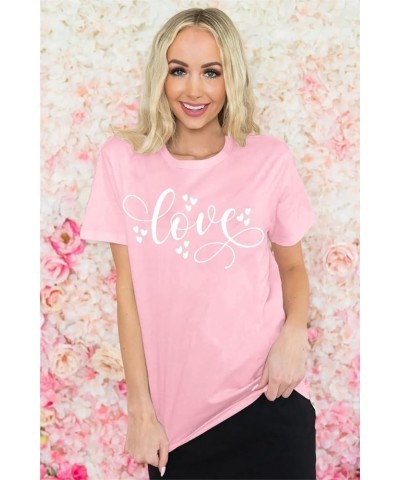 Valentines Day Shirt for Women Cute Love Heart Tshirts Graphic Valentine Gift Tee Casual Hearts Tops Pink2 $15.38 T-Shirts