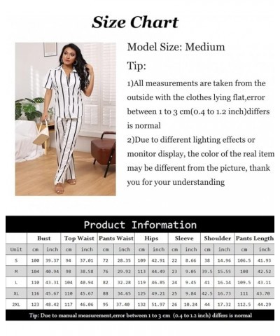 Women’s Casual Two Piece Outfits Striped Long Sleeve Collar Button Down Shirt Blouse High Waist Wide Leg Pants Sets A943-oran...