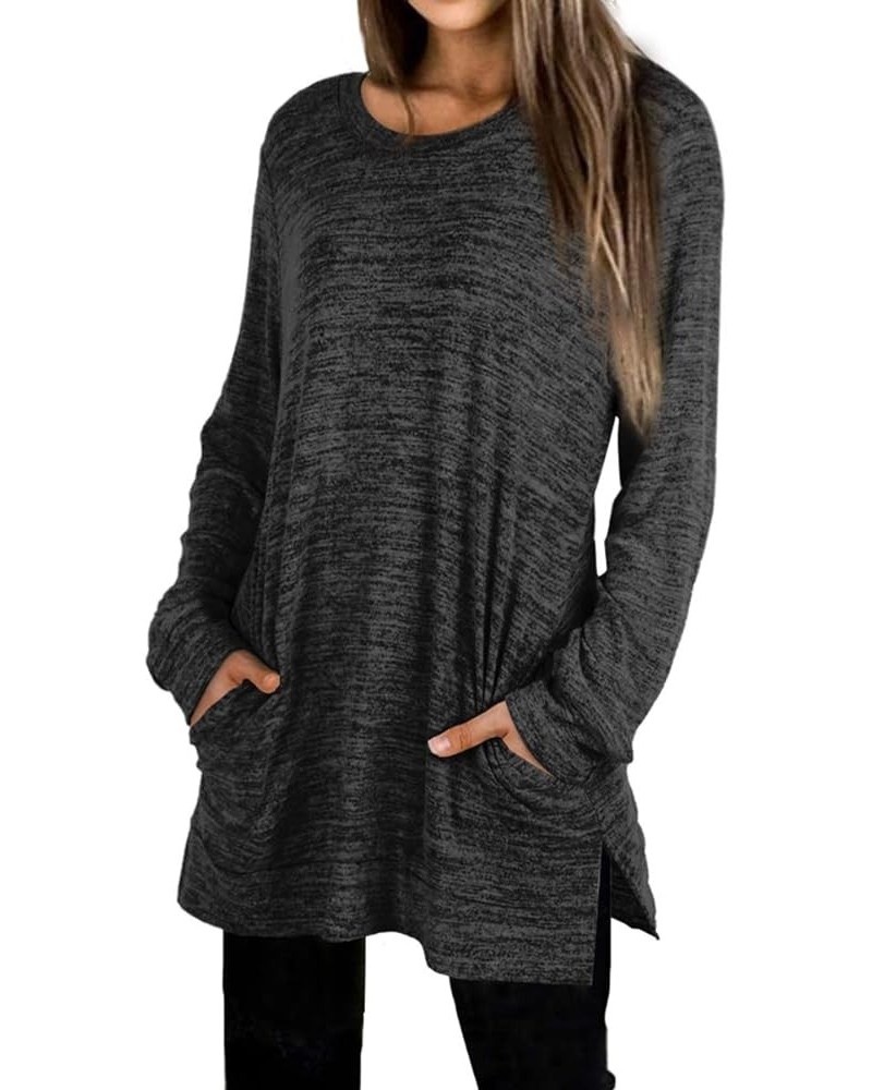 Womens Casual Sweatshirts Long Sleeve Shirts Oversized With Pocket Tunic Tops S-3XL 106-grey $10.12 Tops