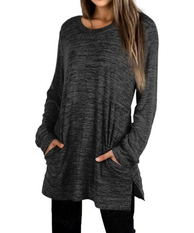 Womens Casual Sweatshirts Long Sleeve Shirts Oversized With Pocket Tunic Tops S-3XL 106-grey $10.12 Tops