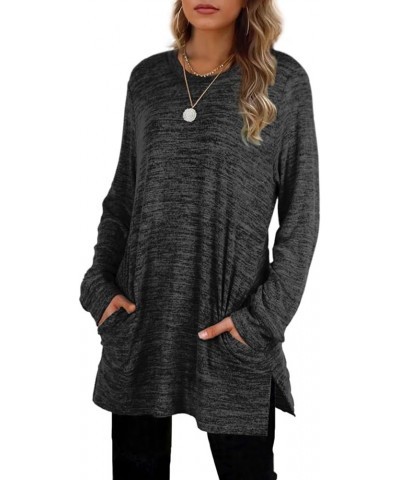 Womens Casual Sweatshirts Long Sleeve Shirts Oversized With Pocket Tunic Tops S-3XL 106-grey $10.12 Tops