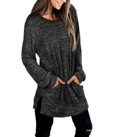 Womens Casual Sweatshirts Long Sleeve Shirts Oversized With Pocket Tunic Tops S-3XL 106-grey $10.12 Tops