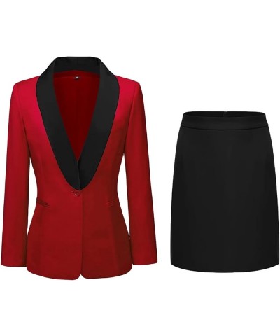 2 Piece Outfits for Women Skirt Suits for Women Casual Slim Fit Blazer and Skirt Suit Set for Work Business Office Red $33.69...