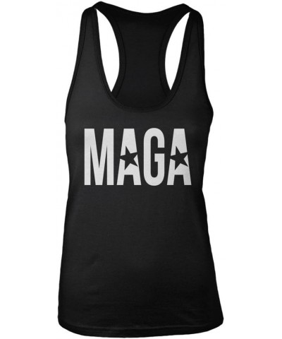 Manateez Women's MAGA Make America Great Again Racer Back Tank Top Black $12.41 Tanks