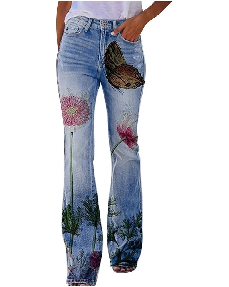 Flared Jeans for Women High Waisted Sexy Shaping Curvy Strtchy Bootcut Bell Bottom Denim Pants with Classic Wide Leg 12★blue ...