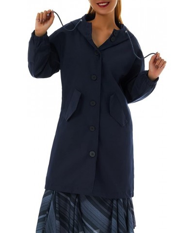 Women's Fashion Classic Long Trench Coat Solid Color Lapel Double Breasted Trench Coat with Belt Dark Blue 7 $24.48 Coats