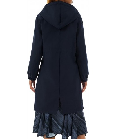 Women's Fashion Classic Long Trench Coat Solid Color Lapel Double Breasted Trench Coat with Belt Dark Blue 7 $24.48 Coats