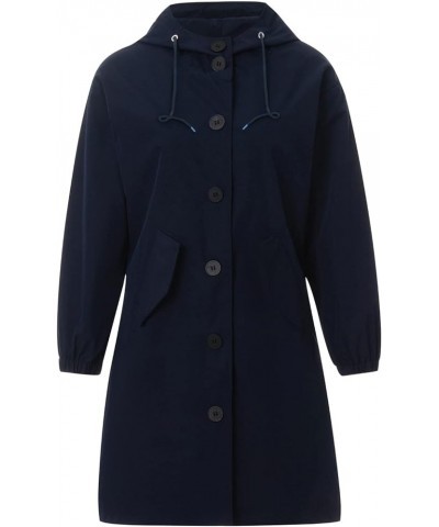 Women's Fashion Classic Long Trench Coat Solid Color Lapel Double Breasted Trench Coat with Belt Dark Blue 7 $24.48 Coats