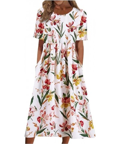 Summer Dress for Women Floral Print Tropical One Shoulder Sexy Midi Dress Casual Fashion Slit Ruffle Dress A-dark Green $9.51...