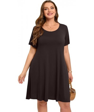 Womens Summer Casual T Shirt Dresses Short Sleeve Swing Tunic Dress Coffee $14.24 Dresses