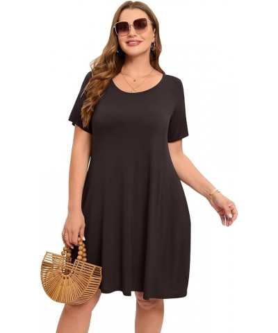 Womens Summer Casual T Shirt Dresses Short Sleeve Swing Tunic Dress Coffee $14.24 Dresses