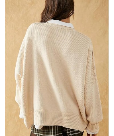 Ribbed Sweaters for Women Crewneck Easy Oversized Sweater Batwing Sleeve Street Tunic Side Slit Pullover Sweatshirt Apricot $...