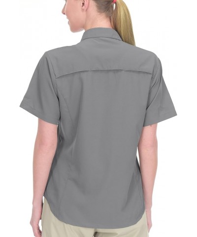 Women's Stretch Quick Dry UPF50+ Short Sleeve Shirt for Hiking, Travel, Camping 07 Steel Grey $21.14 Activewear