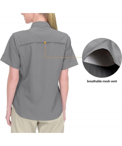 Women's Stretch Quick Dry UPF50+ Short Sleeve Shirt for Hiking, Travel, Camping 07 Steel Grey $21.14 Activewear