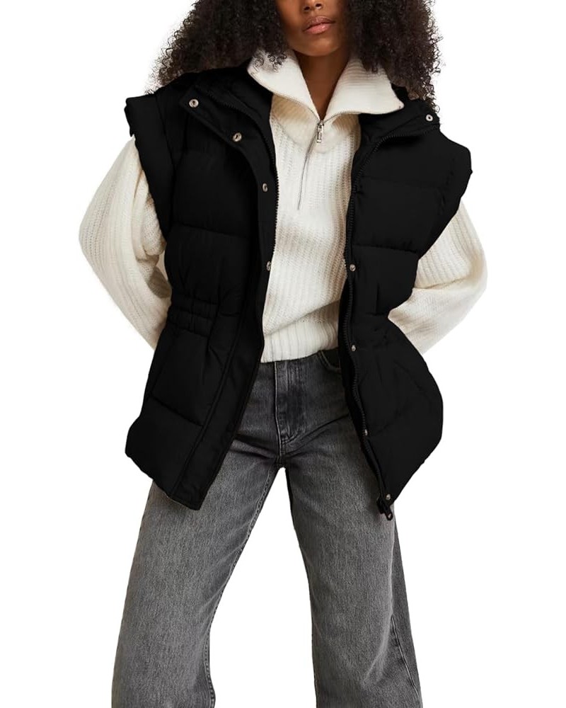 Womens Quilted Puffer Vest Lightweight Zip Up Stand Collar Waistcoat Padded Gilet with Pockets Black $15.05 Vests