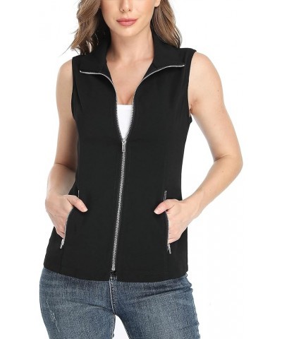 Vests For Women Casual Lightweight Full-Zip Military Vest Golf Sleeveless Jacket with Pockets Black $24.07 Jackets