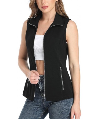 Vests For Women Casual Lightweight Full-Zip Military Vest Golf Sleeveless Jacket with Pockets Black $24.07 Jackets