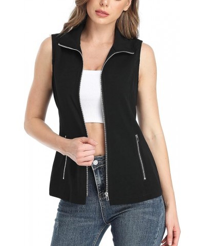 Vests For Women Casual Lightweight Full-Zip Military Vest Golf Sleeveless Jacket with Pockets Black $24.07 Jackets