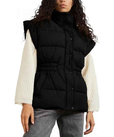 Womens Quilted Puffer Vest Lightweight Zip Up Stand Collar Waistcoat Padded Gilet with Pockets Black $15.05 Vests