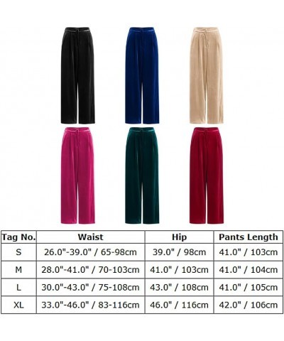 Velvet Pant for Women High Waist Wide Leg Palazzo Pants with Pocket Office Lady Fall Winter Xmas Flare Baggy Trouser Hunter G...