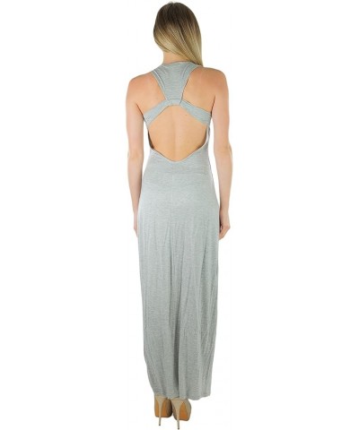 Women's Sleeveless Racerback Midi & Maxi Dress Scoop Neck Y Back Elastic Waist Open Back - Heather Grey $10.23 Dresses