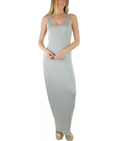 Women's Sleeveless Racerback Midi & Maxi Dress Scoop Neck Y Back Elastic Waist Open Back - Heather Grey $10.23 Dresses