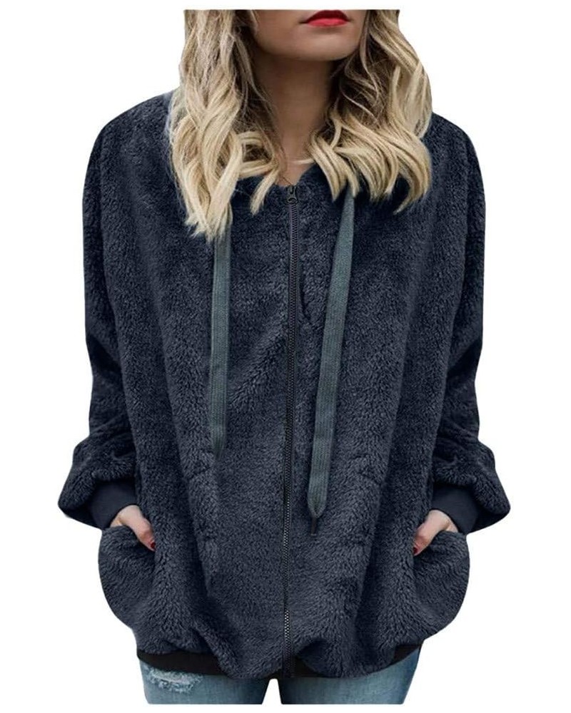 Pullover Hoodie Women Plus Size,Womens Sherpa Pullover Fuzzy Fleece 1/4 Zip Sweatshirt Oversized Hoodies Pockets Z46-dark Gre...