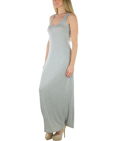 Women's Sleeveless Racerback Midi & Maxi Dress Scoop Neck Y Back Elastic Waist Open Back - Heather Grey $10.23 Dresses