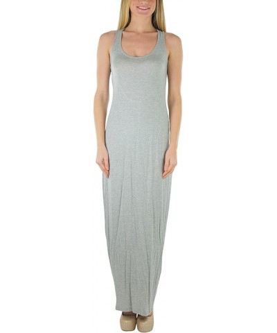 Women's Sleeveless Racerback Midi & Maxi Dress Scoop Neck Y Back Elastic Waist Open Back - Heather Grey $10.23 Dresses