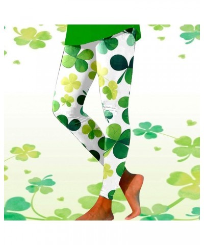 St.Patricks Day High Waist Tummy Control Leggings Irish Shamrock Graphic Festival Costumes Womens Yoga Pants Yc-green $7.55 L...