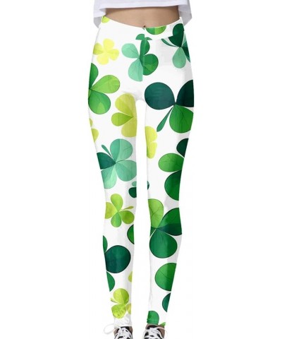 St.Patricks Day High Waist Tummy Control Leggings Irish Shamrock Graphic Festival Costumes Womens Yoga Pants Yc-green $7.55 L...