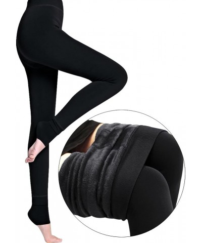 Women's Winter Warm Fleece Lined Velvet Elastic Leggings High Waisted Black $11.97 Leggings