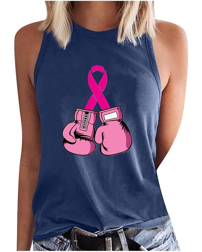 Red Tank Tops for Women Breast Cancer Awareness Vest Top Pink Ribbon Print Classic Sleeveless Tee 5navy $10.63 Tanks